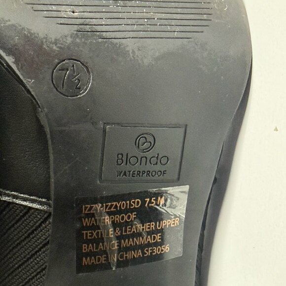 Blondo Ikler Waterproof Women’s Black Leather Mid-Calf Pull On Knit Booties 7.5M - Picture 7 of 8